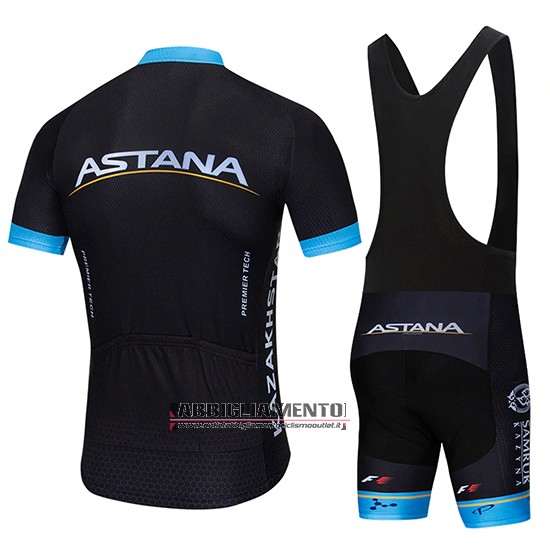 Abbigliamento Astana 2019 Manica Corta e Pantaloncino Con Bretelle Nero Blu - Clicca l'immagine per chiudere